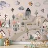 Wallpaper - Scandinavian Valley - Village In Pastel Colors Painted with Watercolor