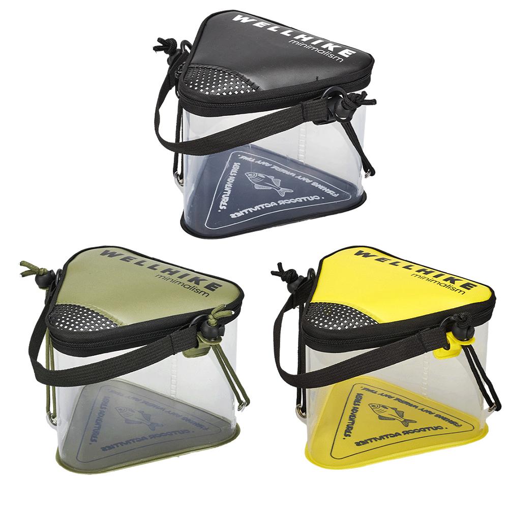 Transparent Fishing Bucket with Breathable Mesh Lid Folding Fish Water Bucket Portable Fishing Bucket for Camping Kayak Fishing