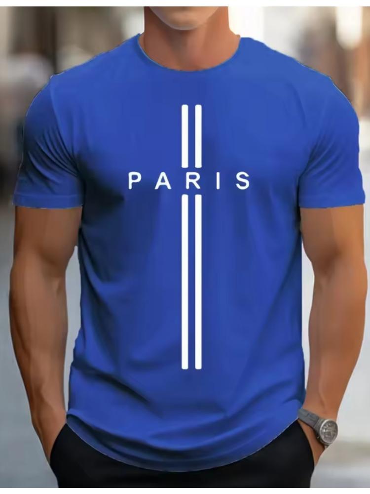 2d Printed Unisexs Loose Summer Tshirt Paris Printed Round Neck Casual Tight Tshirt Short Sleeved Tshirt