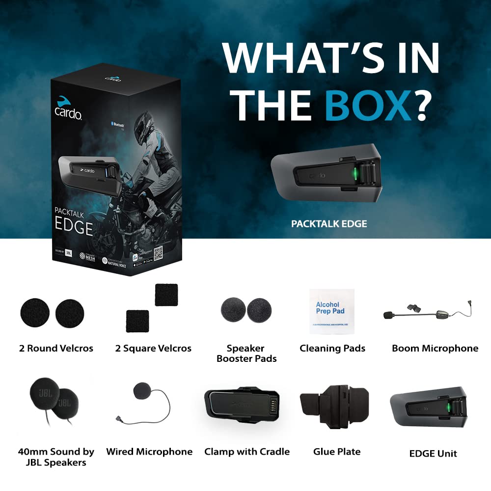 Cardo PACKTALK EDGE Motorcycle Intercom for 1-15 People, Official Japanese Product, PT200001