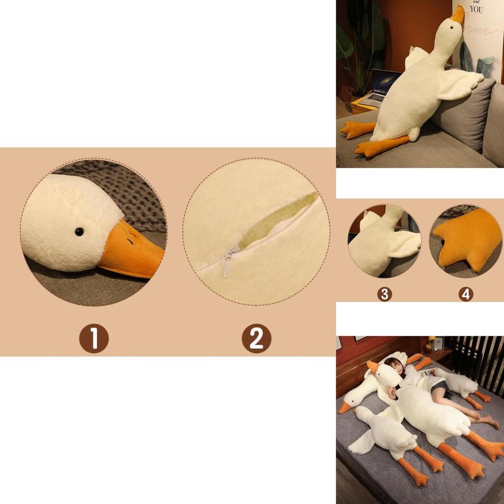 Huge 19.7/35.4/51.2in White Goose Plush Sleeping Toy Cushion For Kids