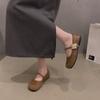 Versatile Soft Sole Soft Surface Non-slip Sequins One-word Buckle Women's Flat Shoes French Retro Maillard Mary Jane