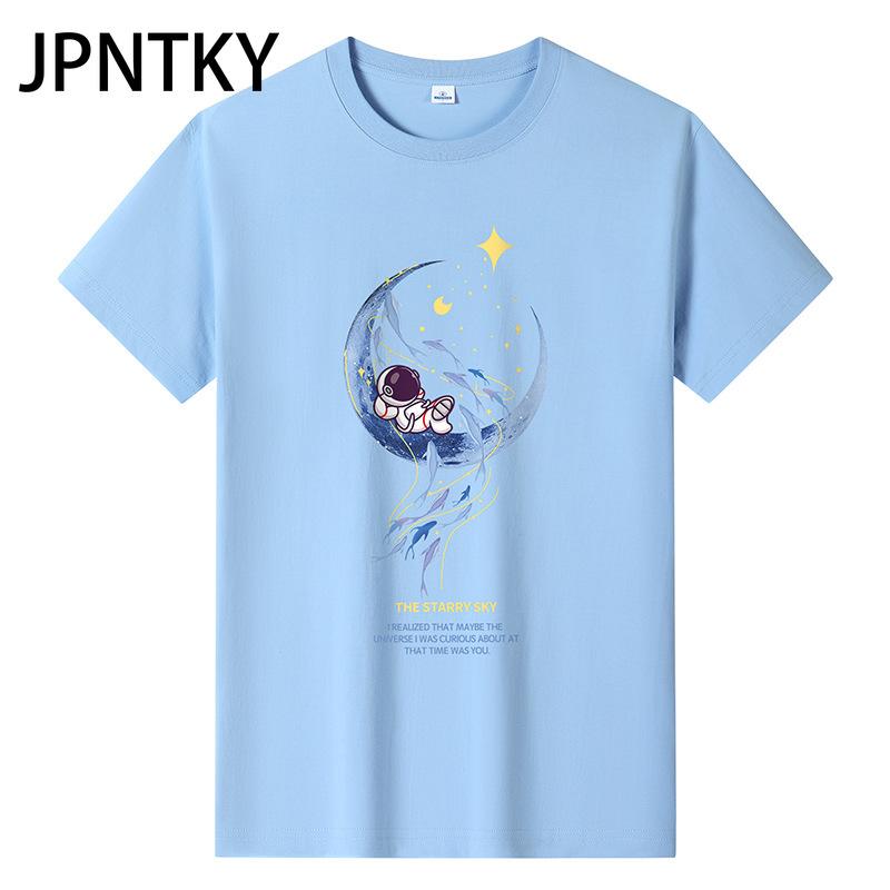 JPNTKY Cotton Short Sleeve T-shirt Men's Fashion Loose Half Sleeve Shirt Printed Compassionate Shirt