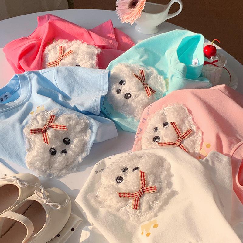 Boy And Girl Casual Short-sleeved T-shirt For Summer, Cute Plush Dog-style Children's Top