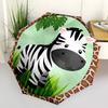 1pc Zebra Print Auto-Fold Umbrella with One-Touch Open/Close - 8 Reinforced Ribs for Windproof Stability,  Yy251118263