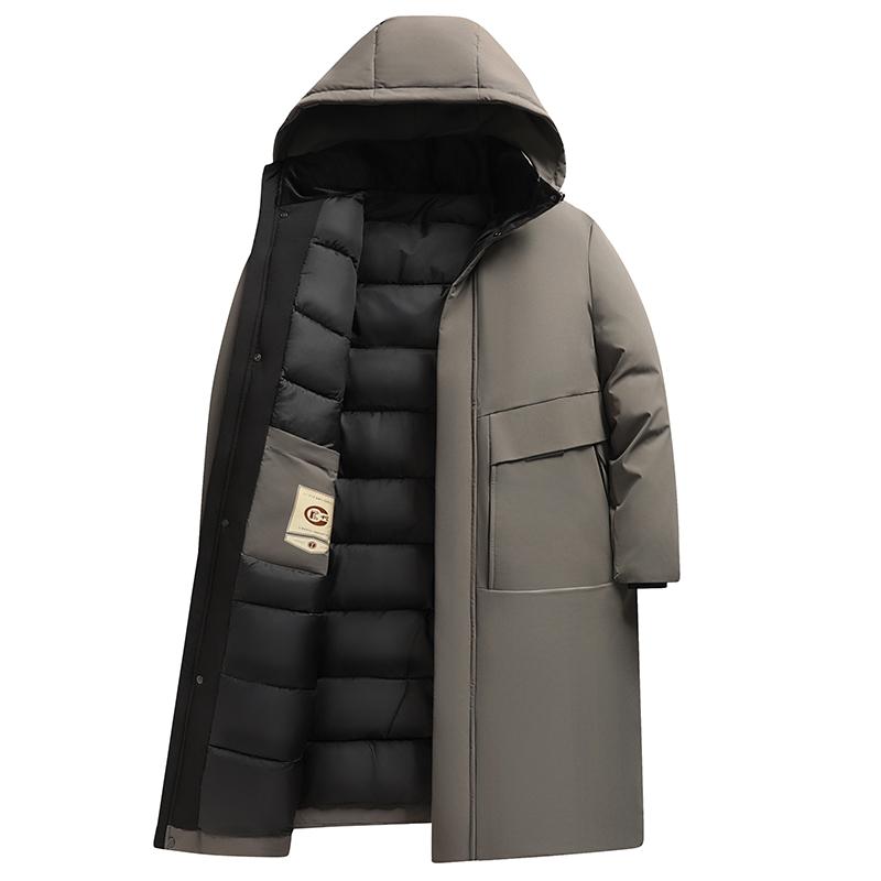 Winter Kapuzenjacke Langer Stil Seidenähnliche Baumwolljacken Herren Verdicken Warme Parkas Trenchcoat Herren