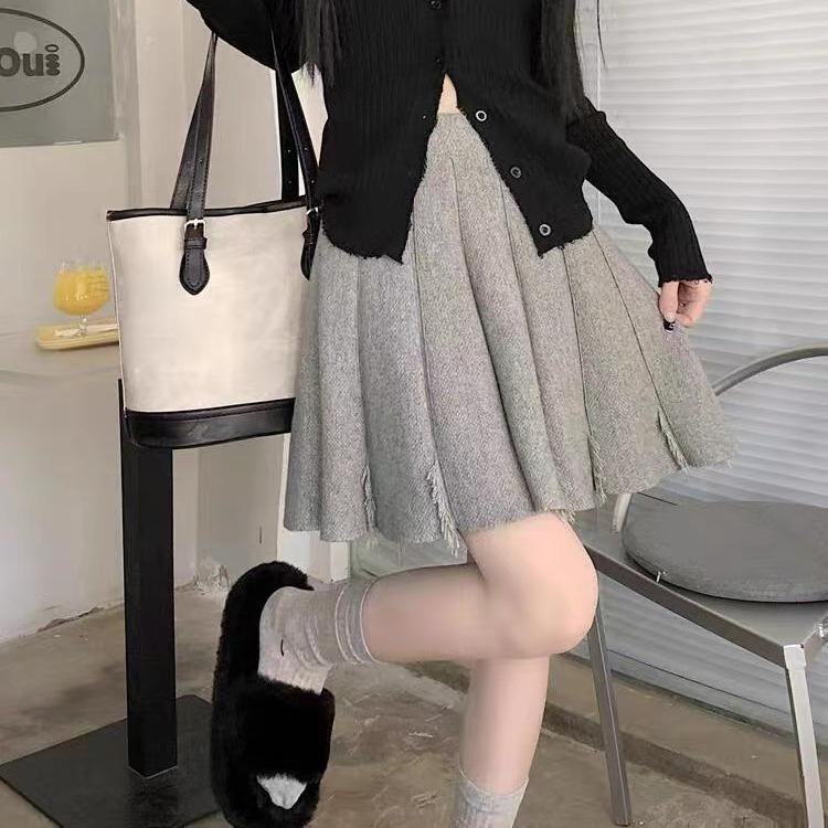 Autumn/Winter Women's Knitted Skirt High Waist A-line Skirt Half Body Skirt Women's Bag Hips