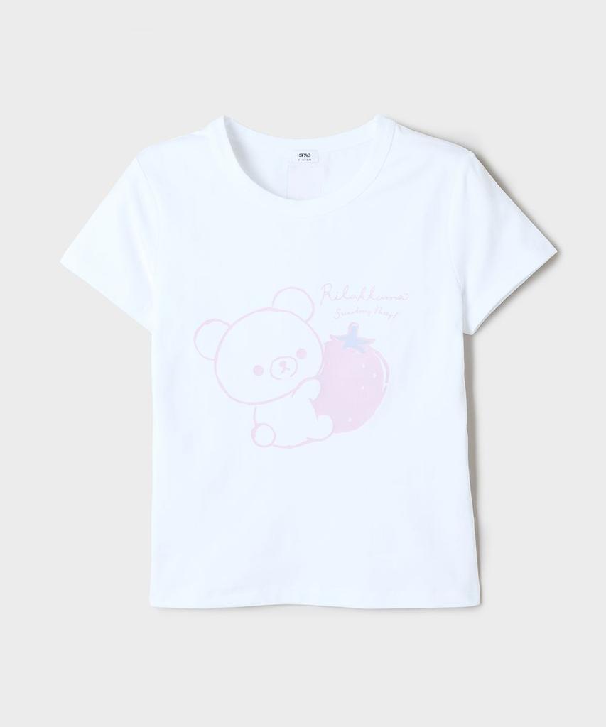 Seupao [Rilakkuma] Schlank geschnittenes Kurzarm-T-Shirt (Weiß)_Sprlg25U23
