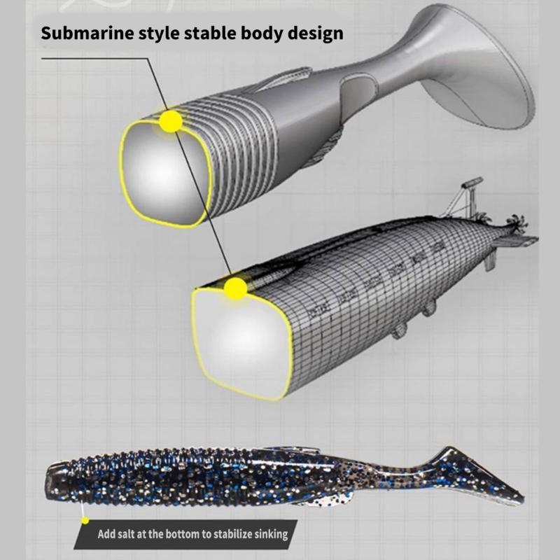 10Pcs Paddle Tail Swimbaits Competitive T Tail Soft Baits Soft Fishing Lures Artificial Wobbler Baits Enduring