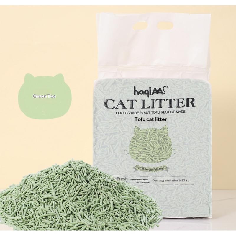 Originální rostlinná tofu kočkolit 6L Zelený čaj Směs rostlinné kočkolity Rychle hrudkující Potřeby pro domácí mazlíčky