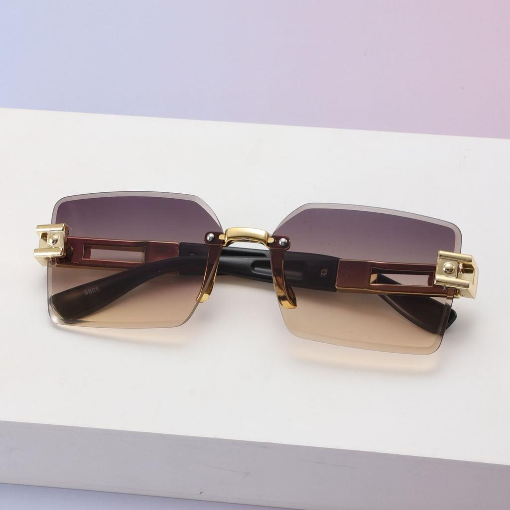 Frameless Diamond Trimmed Square Sunglasses Sunglasses Ladies Fashion Commuter Sunglasses