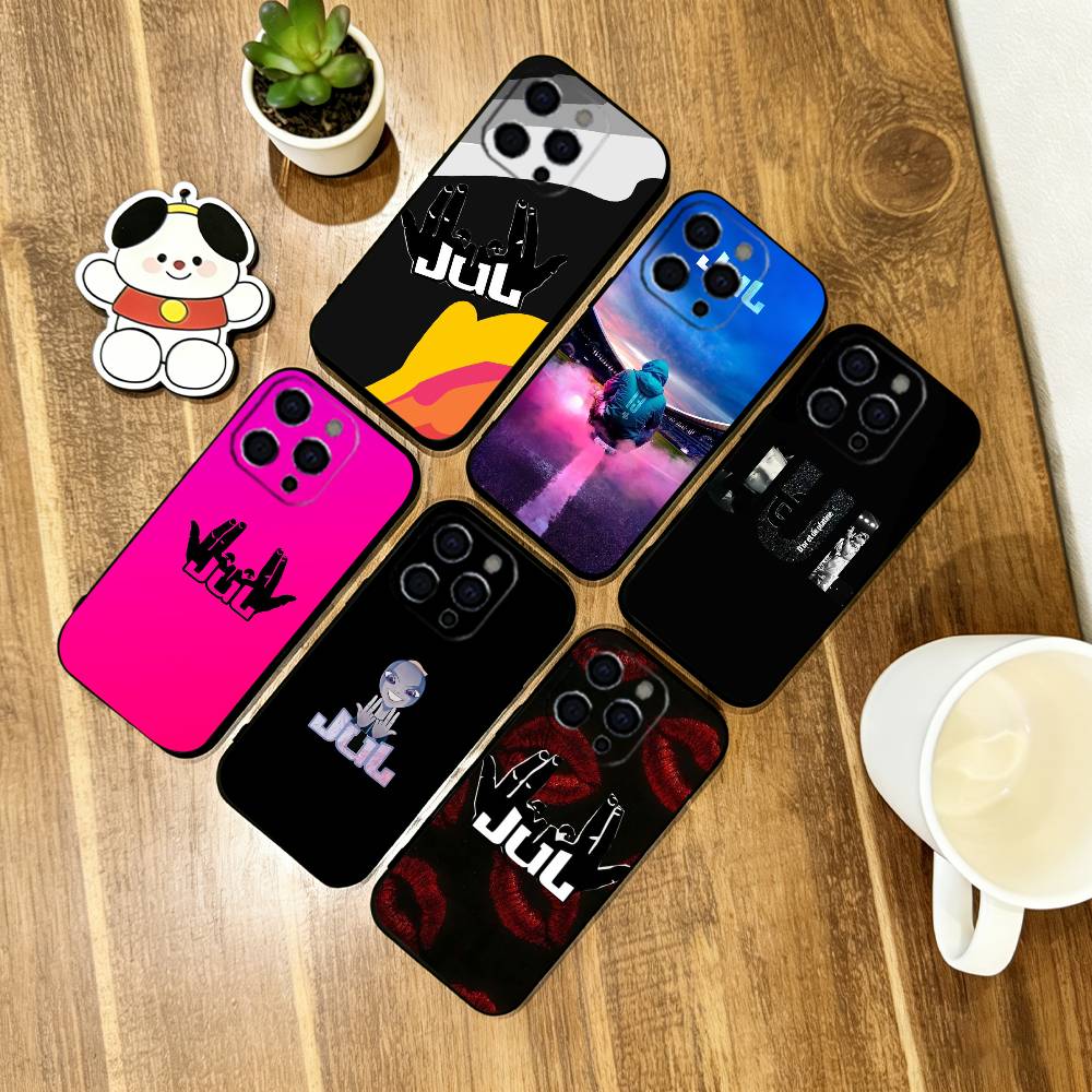 Custodia per telefono rapper JuL per iPhone 17,16,15,14,13,12,11 Plus,Pro Max,XS,Copertura morbida in silicone nero