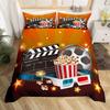 Movie Duvet Cover Twin King Clapper Film Tape Bedding Set 3D Stereo Glasses Box Of Popcorn Comforter Cover Geometric Quilt Cover