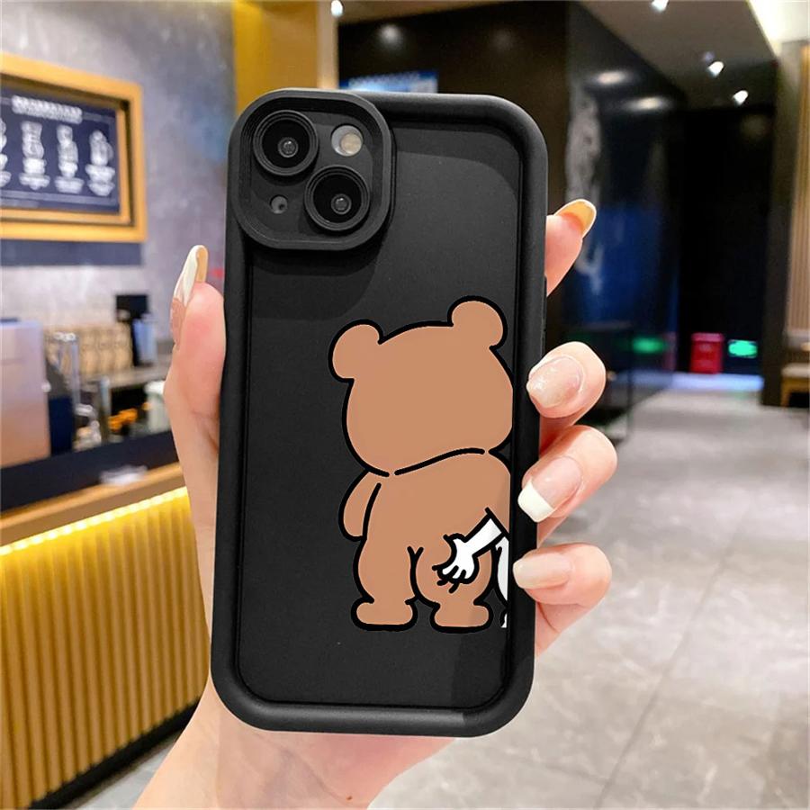 Best Friend Bear Rabbit Case for Apple iPhone 11 15 Pro Max 14 Plus 13 12 16 Shockproof Protective Silicone Funda Phone Cover