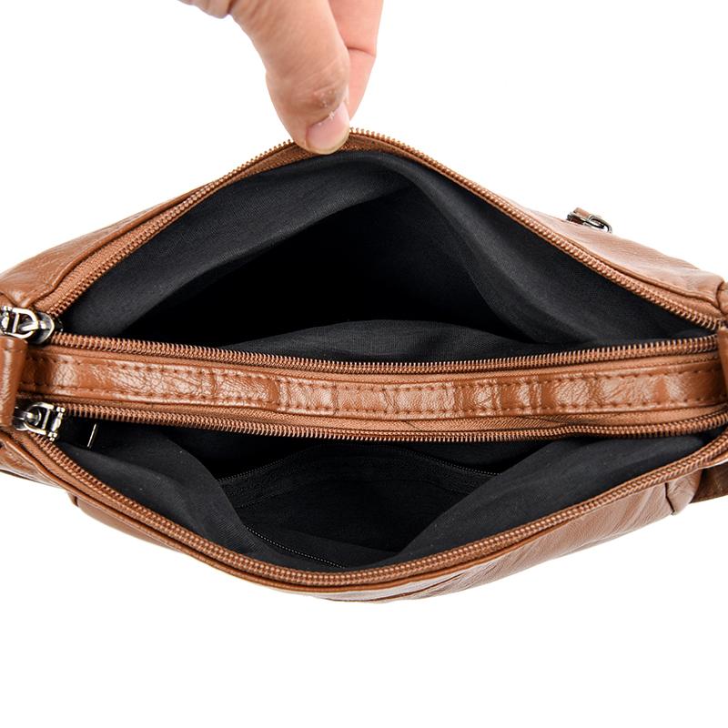 Large Capacity Shoulder Bag Women's Crossbody Bag Multi-Layer PU Middle-Aged Mother Bag