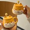 Shiba Inu Mengqi Mug with Lid Spoon Female Cute Creative Office Household High Value Coffee Cup Ceramic Cup