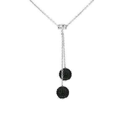 You and Me Halskette - LOVA LOLA VAN DER KEEN - 925 Sterling Silber - Schwarze Kristalle - 42 cm - Damenschmuck