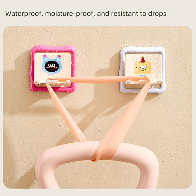 Dopamine Color Kids Cartoon Toothbrush Holder - Damage-Free Adhesive Bathroom Organizer Rack for Electric Toothbrushes