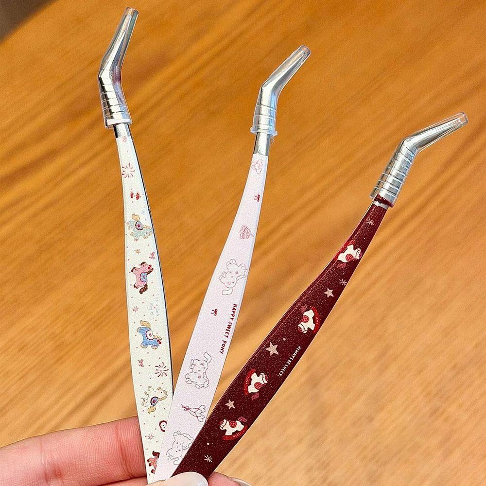 Stainless Steel Curved Stickers Tweezers Anti-static High Precision Lashes Extension Tweezer Cartoon Eyelash Curler
