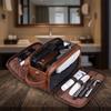 Large Capacity Travel Toiletry Bag PU Three-opening Makeup Bag Hanging Multi Compartment Toiletry Pouch Washing Grooming