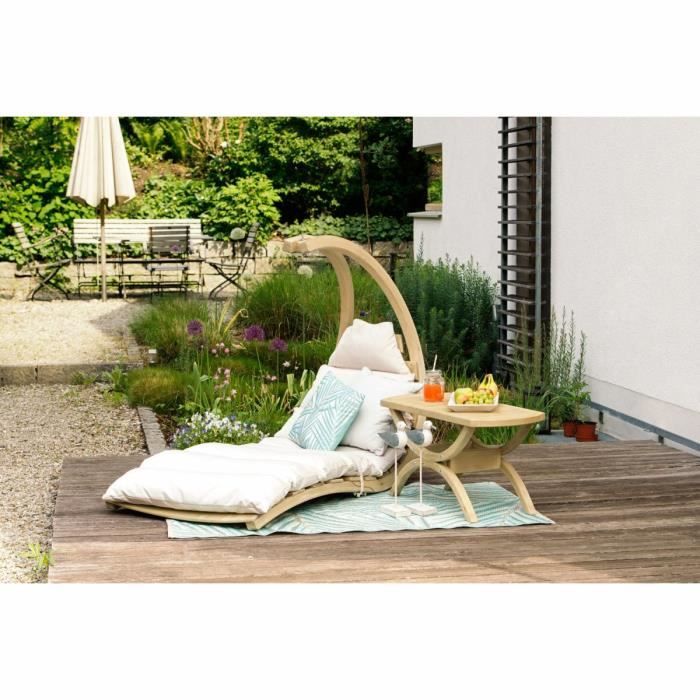 Chaise Longue Swing Lounger AMAZONAS - Crème - Bois - Panneaux de particules
