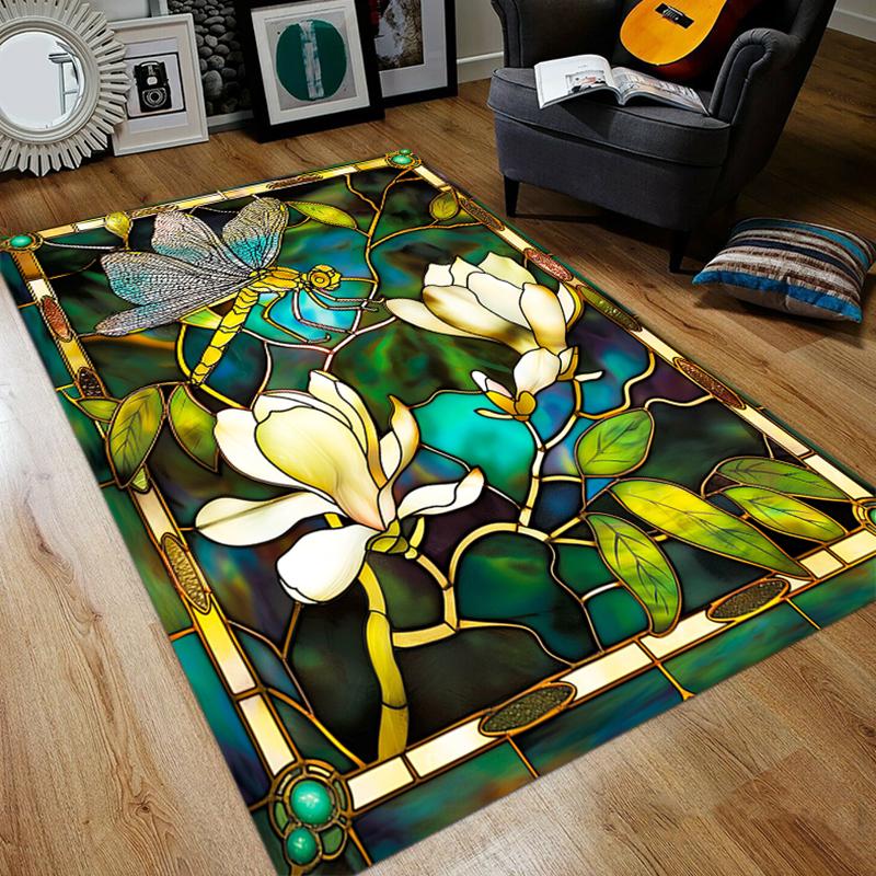 Tappeto Quadrato con Libellula Tappeto Antiscivolo per Soggiorno, Camera da Letto, Studio, Decorazione Corridoio, Perfetto per Decorazione Casa o Regali di Festa