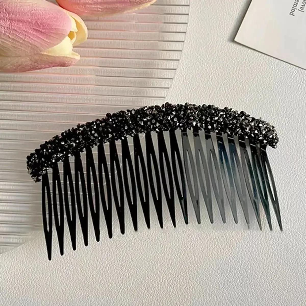 

Корейский горный хрусталь расческа заколка для волос сломанный артефакт для волос блестящий невидимый аксессуар для укладки волос зубы головной убор для девочек чёрный