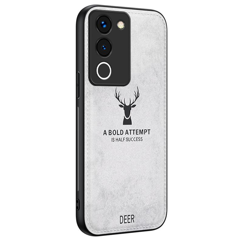 

For vivo Y200 (India) 5G Modern Deer Imprinted Case TPU+PC+PU Leather Smartphone Cover Grey