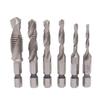 6 Pcs M3-M10 HSS Taps Countersink Deburr Set High Speed Steel Tap Bit Tool Metric Hex Shank for Metal Steel Wood Plastic