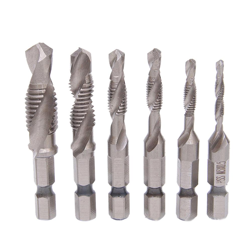 6 Pcs M3-M10 Screw Tap Drill Bits High Speed Steel Combination Bits Metric Tap Bit Tool Hex Shank for Metal Steel Wood Plastic