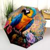 Flower Parrot  Pattern, Automatic Folding Umbrella, Portable and Foldable Design, 8 Ribs, a Christmas or Birthday Gift.