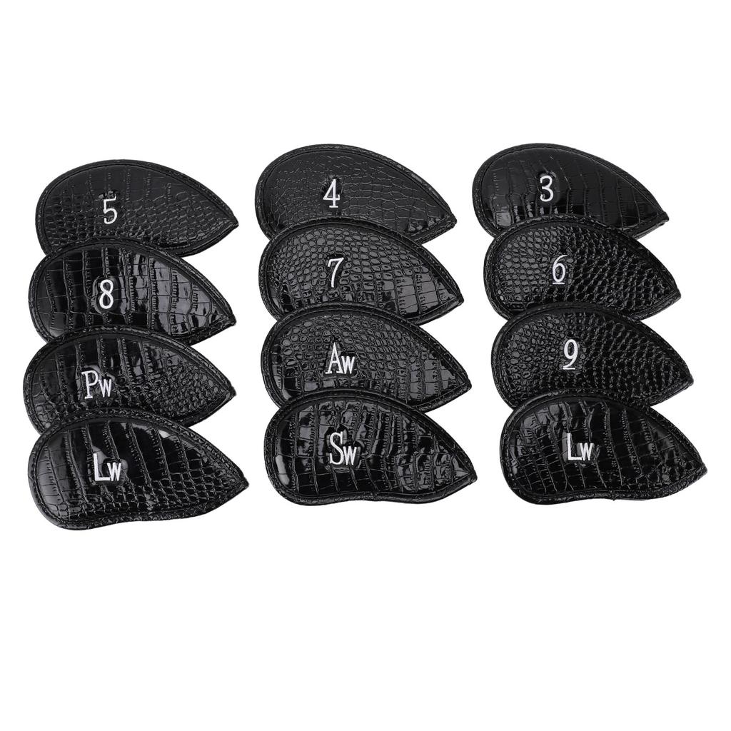 12Pcs Golf Club Cover PU Hook and Loop Fastener Smoother Touch Secure Fit Portable Golf Iron Cover f
