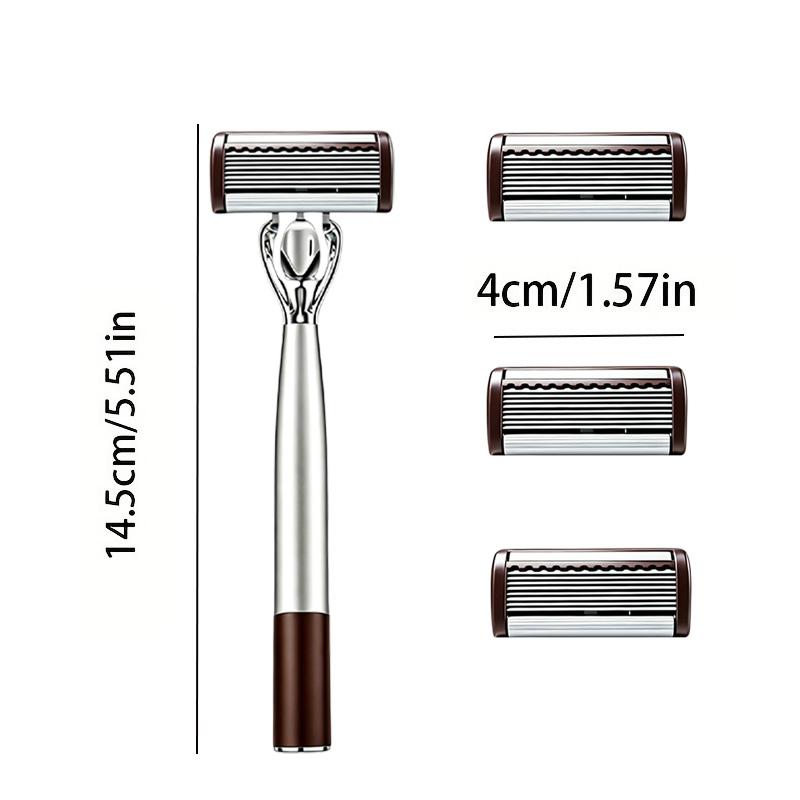Manual Razor Set for Men, 8-Layer Blade Shaving Head for Face, Beard, Moustache and Travel Use