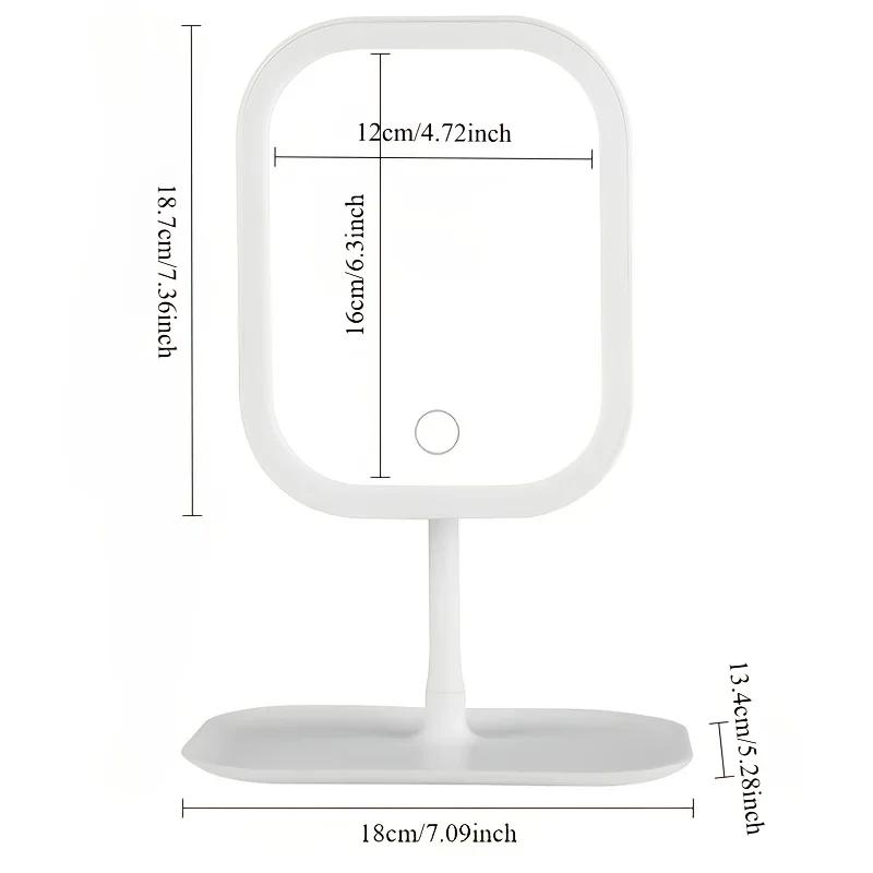 NEW LED Makeup Mirror, Touch Control 3 Light Modes, Rechargeable Portable Vanity Mirror with Stand & Foldable Design