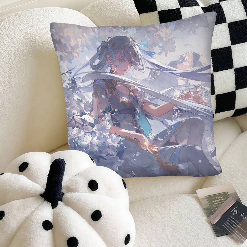 Hot Game Wuthering Waves Jinhsi Pillow Case Fashion Square Pillowcase Bedroom Sofa Room Ins Decoration Leisure