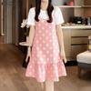 ZANZEA Women Casual Round Neck Short Sleeve Polka Dot Print Patchwork Summer Dress
