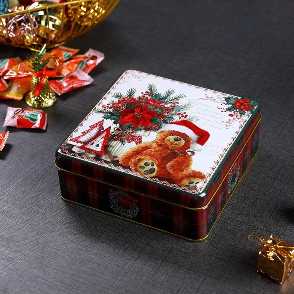 Exquisite Cartoon Christmas Gift Box Tinplate Party Supplies Xmas Ornaments Square Christmas Decoration Christmas Candy Box