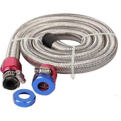 3 FT 6AN 3/8" ID Fuel Line Stainless Steel Braided Hose Kit, With 2 Pcs AN6 Fitting Universal For Racing Fuel, Gas, Coolant