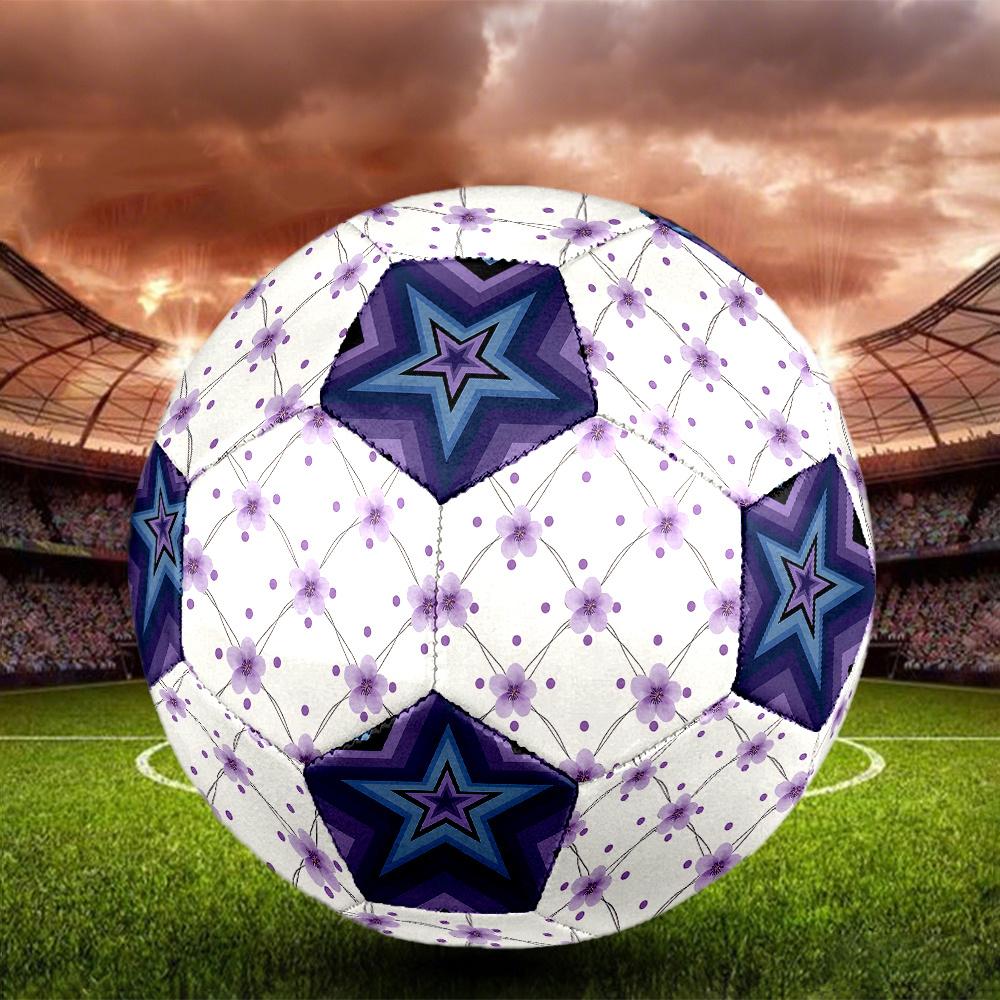 1PC Purple Floral Abstract Star Soccer Ball Size 5 Football Machine Sewn Indoor/Outdoor Universal Football A99