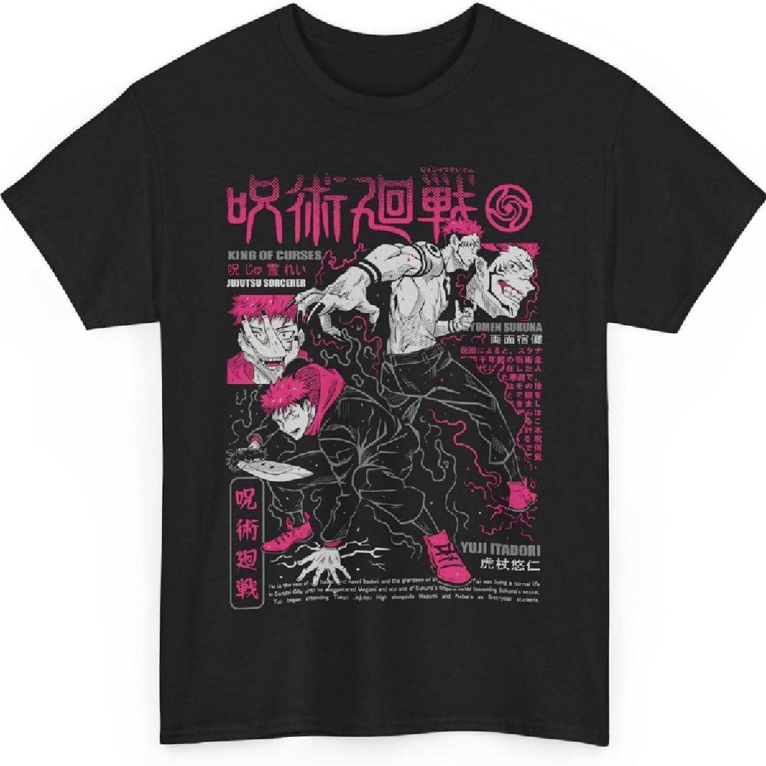 

Jujutsu Sukuna Anime T-Shirt Unisex Kaisen Ryomen Anime Japanese Cotton JJK M-6 XXXXXL чорний