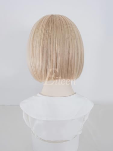 Eileen Bob Blonde Wig, Natural Fluffy, Women's Straight Wig with Net for a Slimming Face