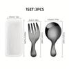 1/2set Stainless Steel Cutlery Set Portable Short Handle Spoon & Fork Boxed Utensils for Students Travel Picnic Perfet Tableware