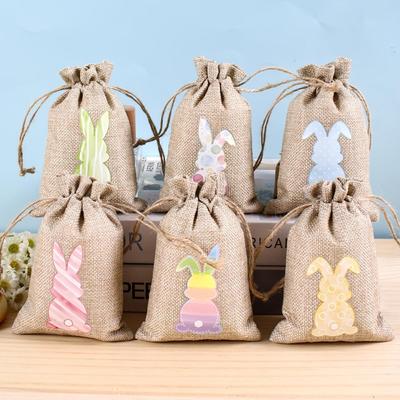 6PCS Drawstring Design Gift Bags Cartoon Pattern Cloth Pouch for Wedding Party Favor Candy Gift Packaging Bag Storage Decoration