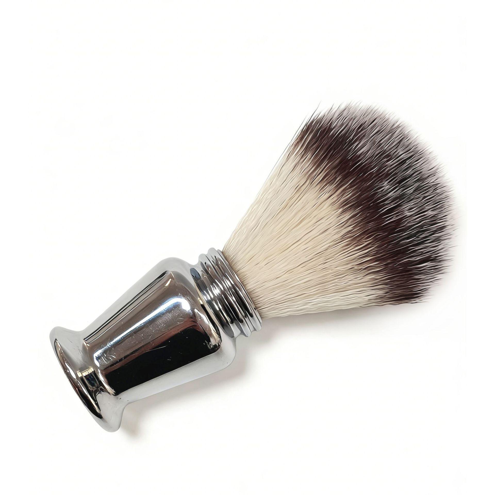 Alloy Handle Shaving Set: Foaming Razor Brush & Nylon Bristle Beard Cleaning Brush