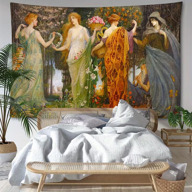 2D Vintage Painting Tapestry Classical Mythology Background Cloth