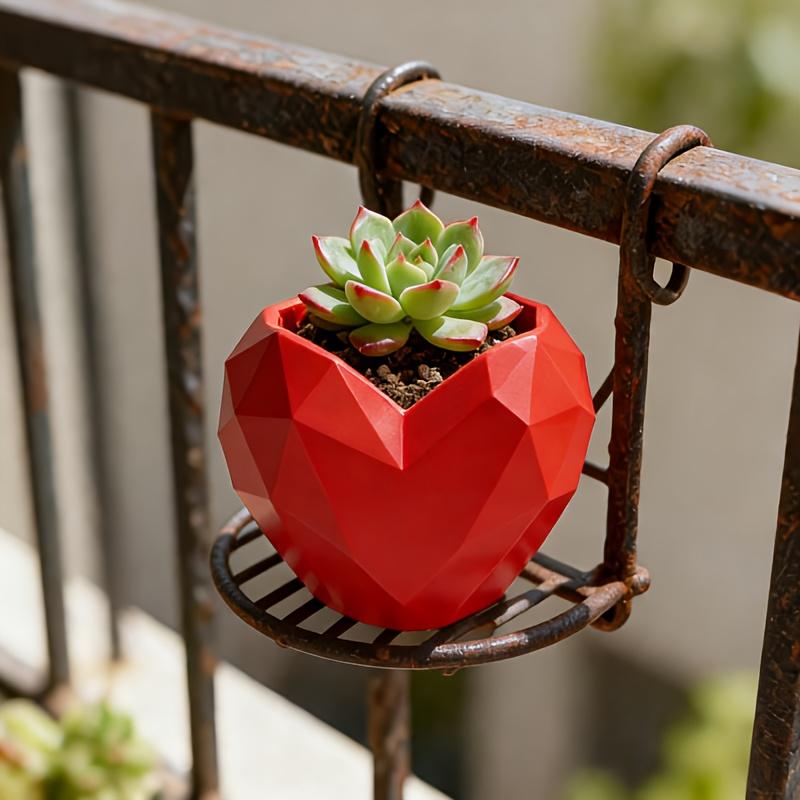 Durable 3D Printed Irregular Heart-Shaped Succulent Planter, Balcony Garden Desktop Decor Pot