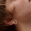 Hermes Mini Maillon Logo Letter Metal Gold Plated Earrings Women Earrings H100052FE