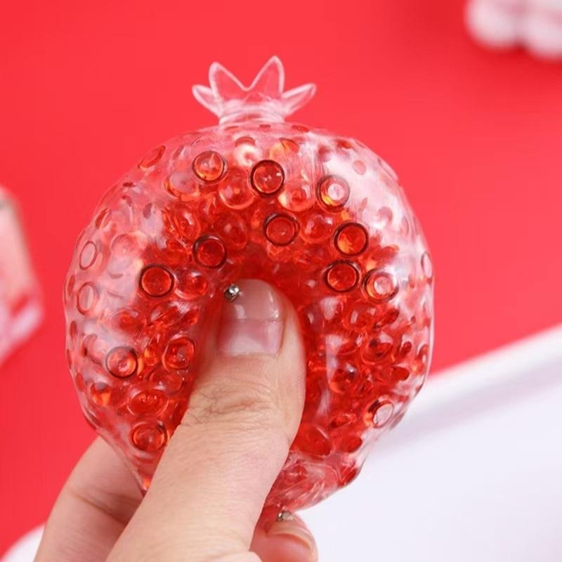 Squeeze Pomegranate Ball with Beads for Stress Relief Squeeze Fruit Toy Funny Sensory Toy For Kid Adult Men Women