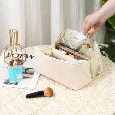 Large Capacity Cosmetic Bag Leather Cosmetic Bag Female Multifunctional Toiletries Portable Waterproof Storage Box for Travel.