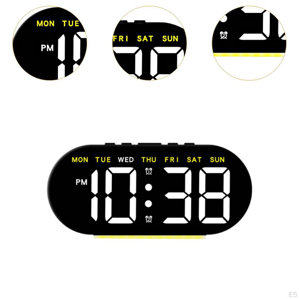 Digital Alarm Clock with LED Display, Date And Week Functionality, Adjustable Brightness for Bedroom
